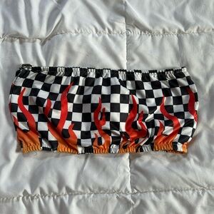 Trendy tube top - checkered flames